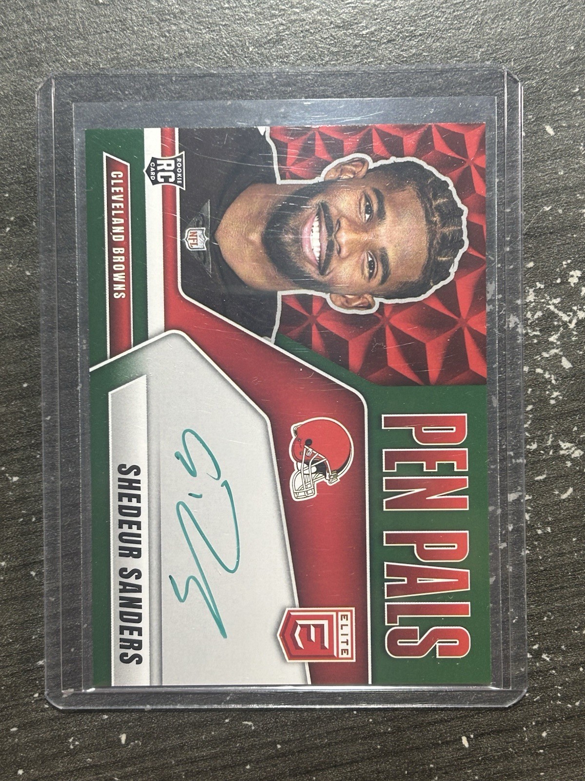 Shedeur Sanders 2025 Donruss Elite Pen Pals Rookie Auto Green Ink Rarest Ink Sh