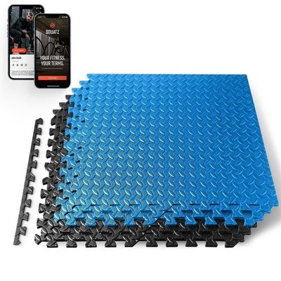 SQUATZ 6pcs Gym Mat, Durable EVA Foam Interlocking Tiles & Non-Skid Textured