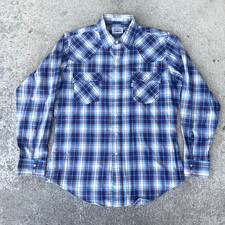 Vintage 1980s Levi  s Plaid Pearl Snap Western Shirt Sz.L Blue Tab, Cowboy, Nice