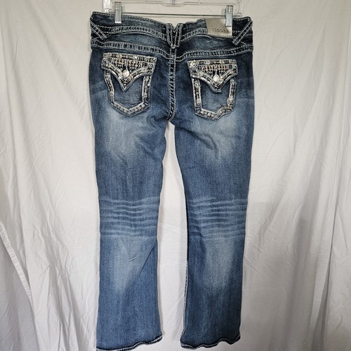VIGOSS Jeans Women's 9/10x31 Blue The New York Bootcut Rhinestone Distressed