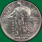 1918 Standing Liberty Quarter Choice Almost Uncirculated AU+/UNC, Cleaned #39671
