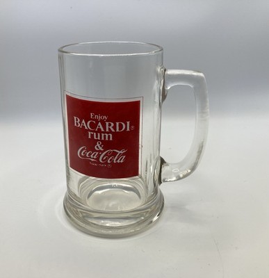 Vintage 1970's Bacardi Rum And Coca-Cola Clear Glass Mug.