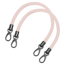 2Pcs 50cm Short Leather PU Braided Purse Replacement Handle - Pink, Black