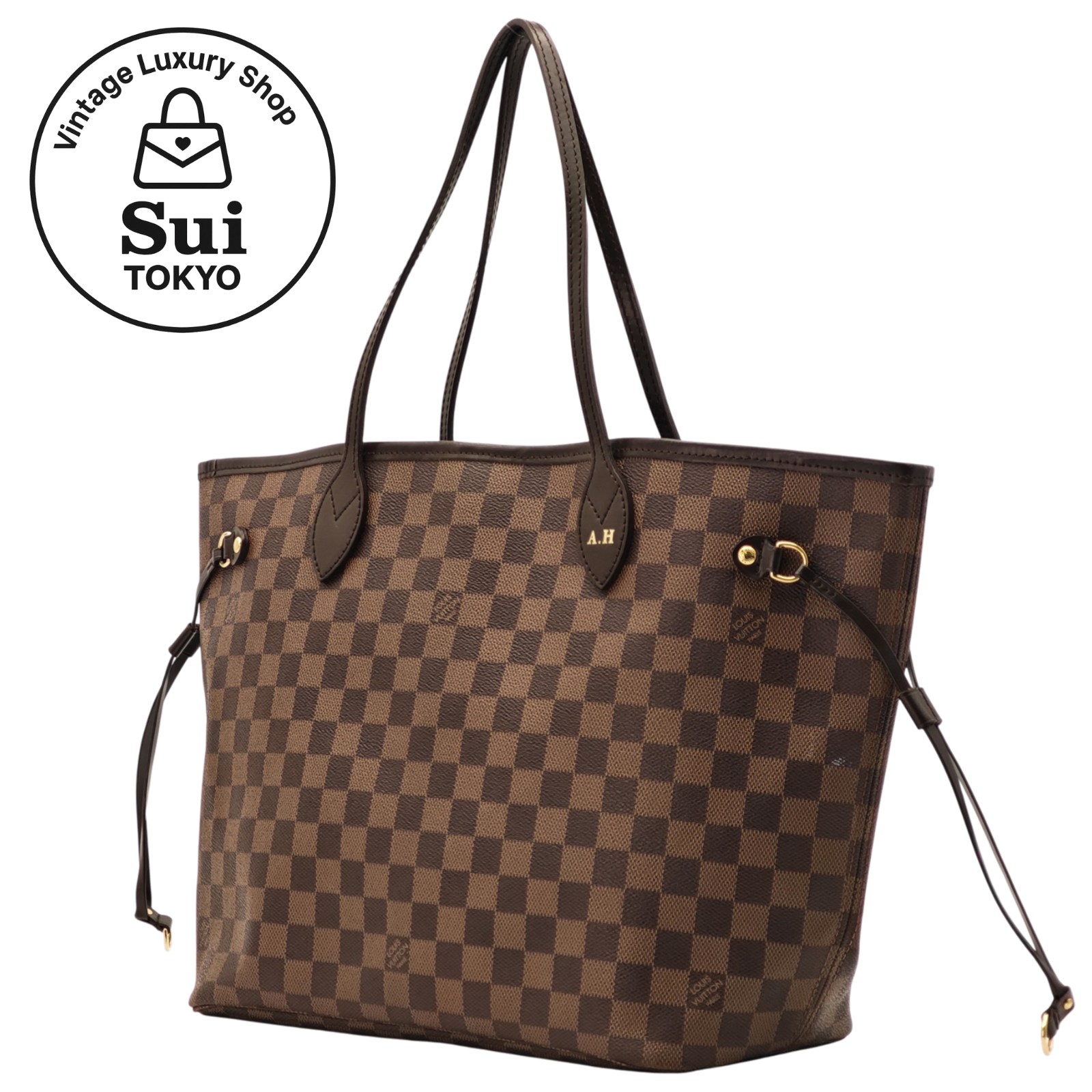 LOUIS VUITTON Neverfull MM Damier Shoulder Tote Bag N51105 Auth Brown 0103