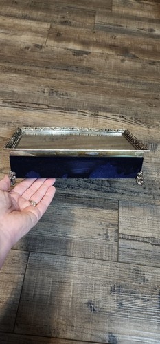 SilverSmith Vintage 60s Mirror Blue Velvet Jewerly Box 35 - Picture 11 of 11