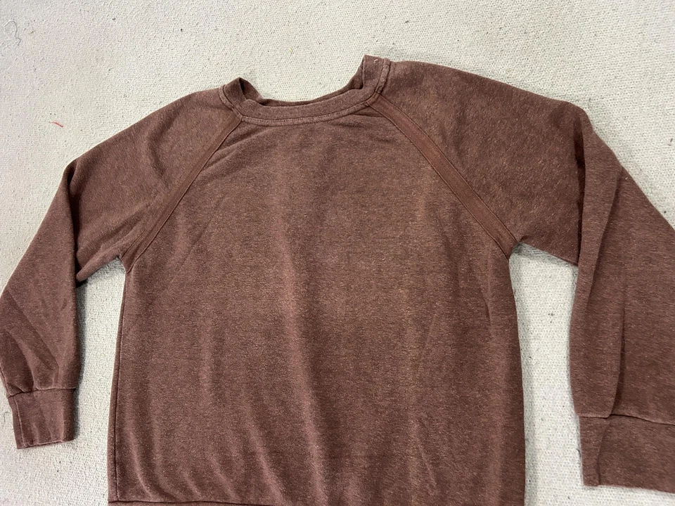 PrAna Sweatshirt Womens Large Brown Cozy Up Hemp Blend Fleece Crewneck Pullover - Image 2 of 4