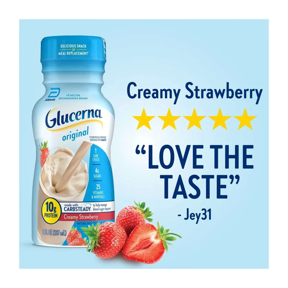 Pack de 2 Batidos de Proteína Diabética Glucerna Original, Fresa, 16 Unidades Foto 4 de 4
