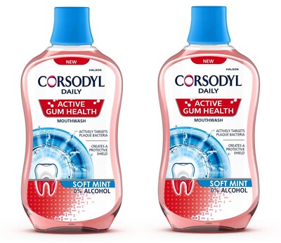 Corsodyl Active Gum Health Daily Mouthwash 500ml PACK OF 2