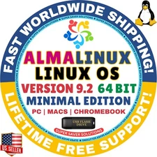 AlmaLinux OS 9.2 USB Flash Drive | MINIMAL EDITION | AMD64 | MAC, PC Alma Linux