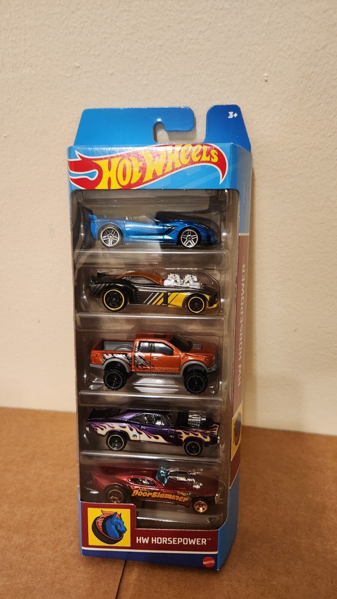 Lot De 5 Voitures Hot Wheels HW Horsepower 2022 - Boîte Non Ouverte - Multi-couleurs - Échelle 1/64