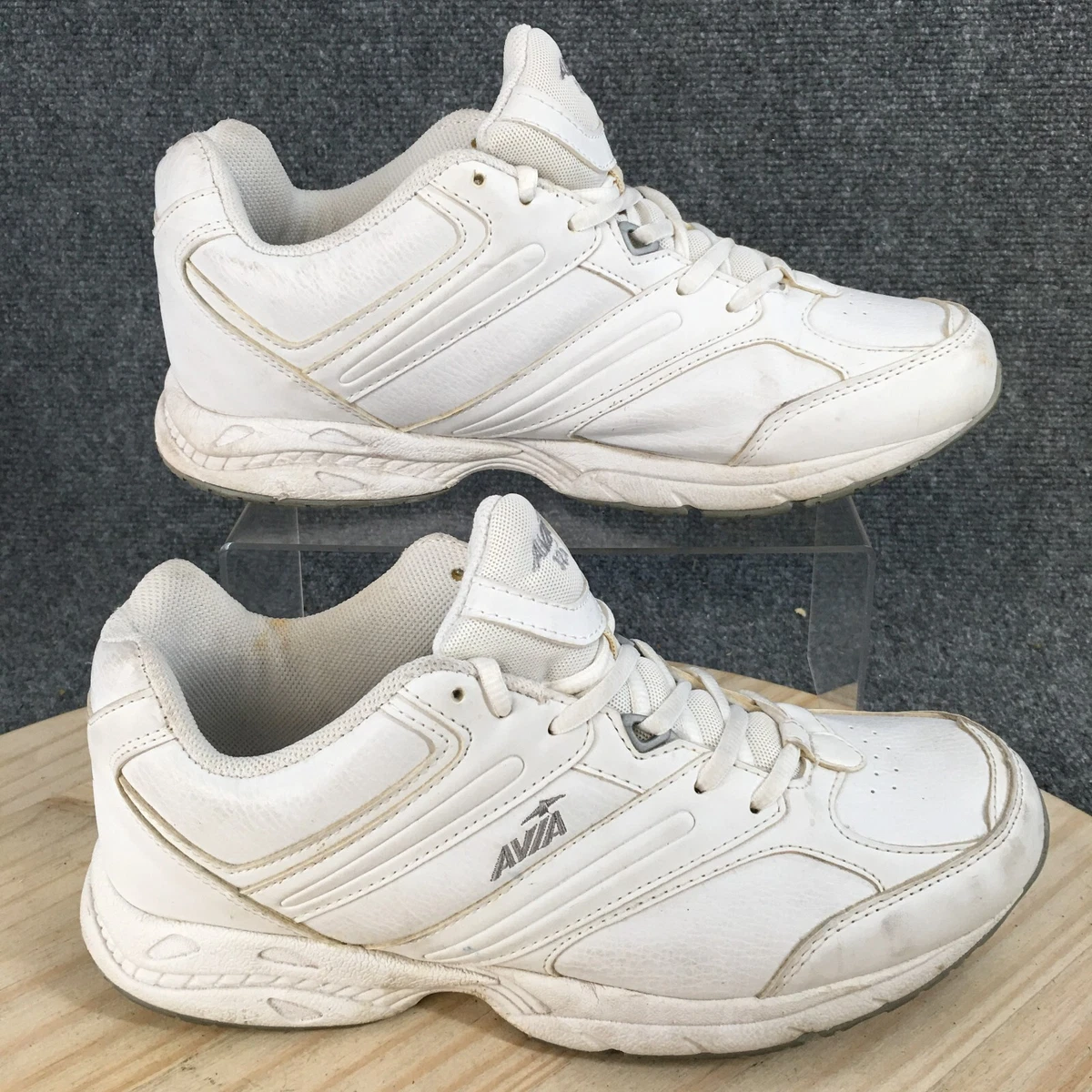 Avia 325 Shoes Mens 10 Work Walking Athletic Sneakers White Lace Up Low Top