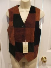 Nwt  J.r.t Multi     Brown Patch Work Suede Vest Size Small 