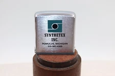 Vintage Zippo  Advertising SYNTHETEX  Inc. MICH. Retractable Tape Measure