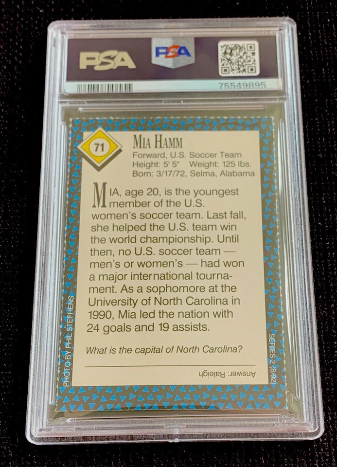 Mia Hamm ROOKIE 1992 Sports Illustrated SI para niños fútbol EE. UU. USWNT PSA 7 Foto 2 de 2