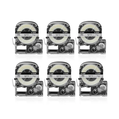 DIGI 6PCS 1/2" Compatible LK-4TBN LC-4TBN Tape for EPSON LabelWorks Black on Clear