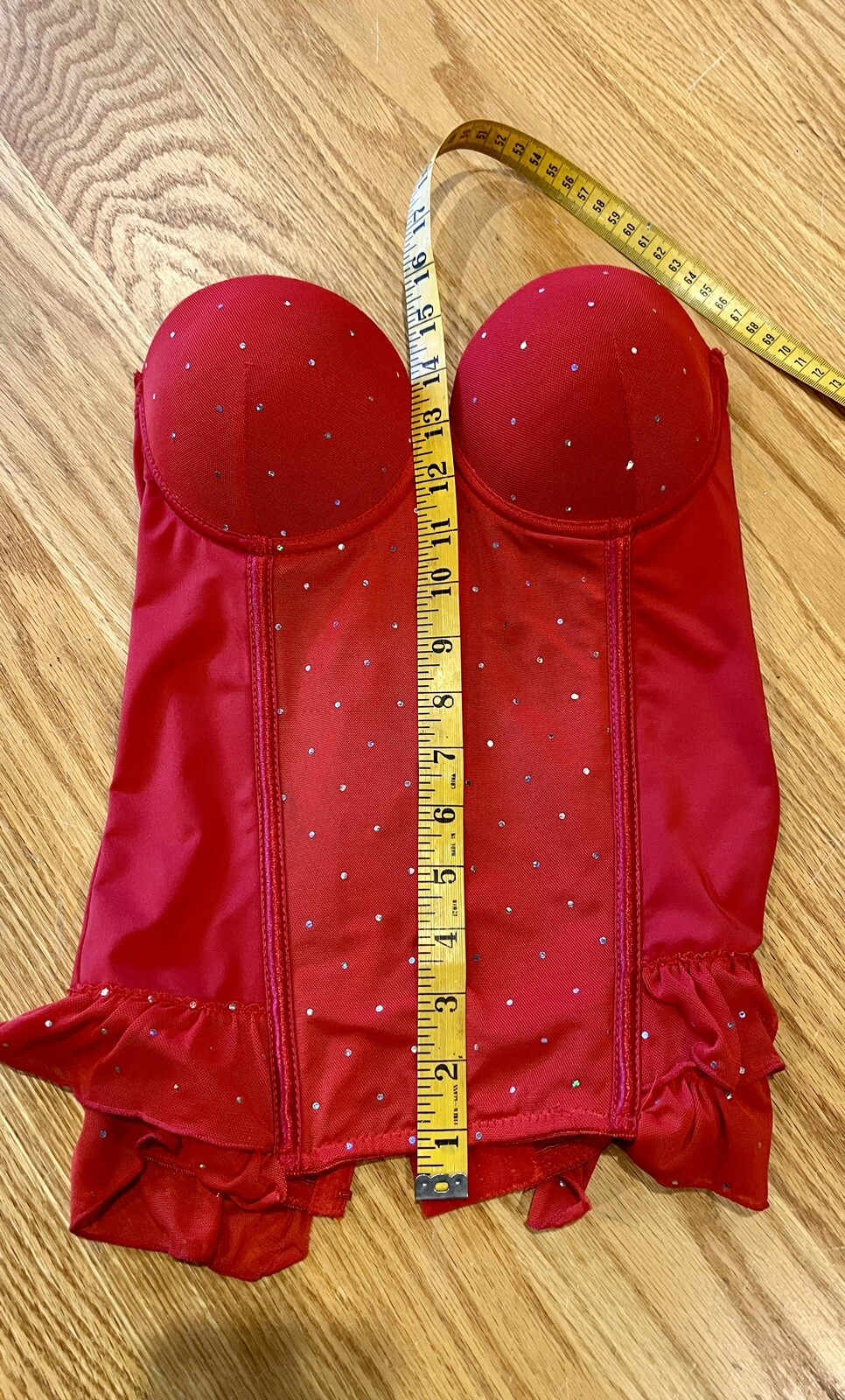 red sparkly corset strapless, bustier Bra Woman Size M Gem