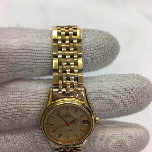 Omega Seamaster Date Quartz Gold Dial Analog Women's Watch Working Used - Picture 2 of 10