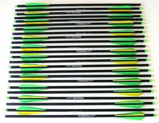 20" Carbon Crossbow Bolts Green/Yellow Parabolic Arrows 6,9,12, 24 Weight Sorted