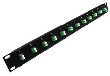 12 Port LC Fiber Patch Panel APC Singlemode Green Couplers  Loaded 1u 19"