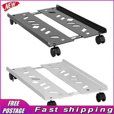 Mobile CPU Stand with Caster Wheels Adjustable PC Floor Cart Steel Desktop Stand