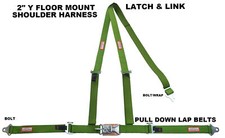 2 Latch Link Y Floor Mount Harness. 3 Point Buggy Belt Lime Green