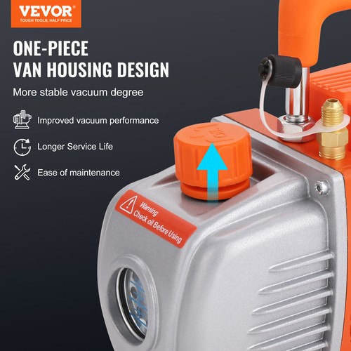 VEVOR Pompe à Vide Climatisation HVAC Frigoriste 100L/min 150W avec Jauges Tuyau - Afbeelding 2 van 12