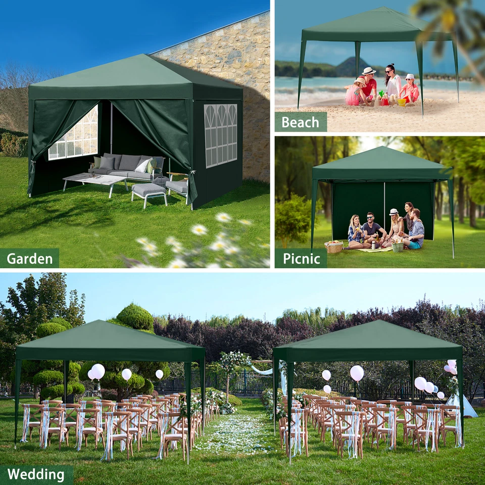 Tonnelle de Jardin avec Paroi Latérale 3x3 M Portable Tente Pavillon Pliant UV50 - Photo 4/4