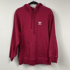 Vintage Adidas Adicolor Hoodie Sweatshirt 3 Stripe Long Sleeves Red Sz S