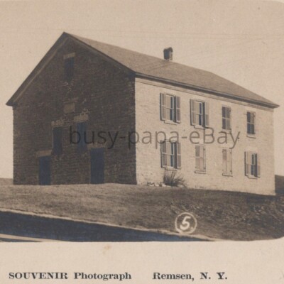 Antique 1900s Street Scene People Houses Remsen New York Photo Postcard #1