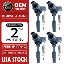 4 Ignition Coil + 4 Spark Plugs for Cadillac ATS CT6 CTS Chevy Camaro UF680 