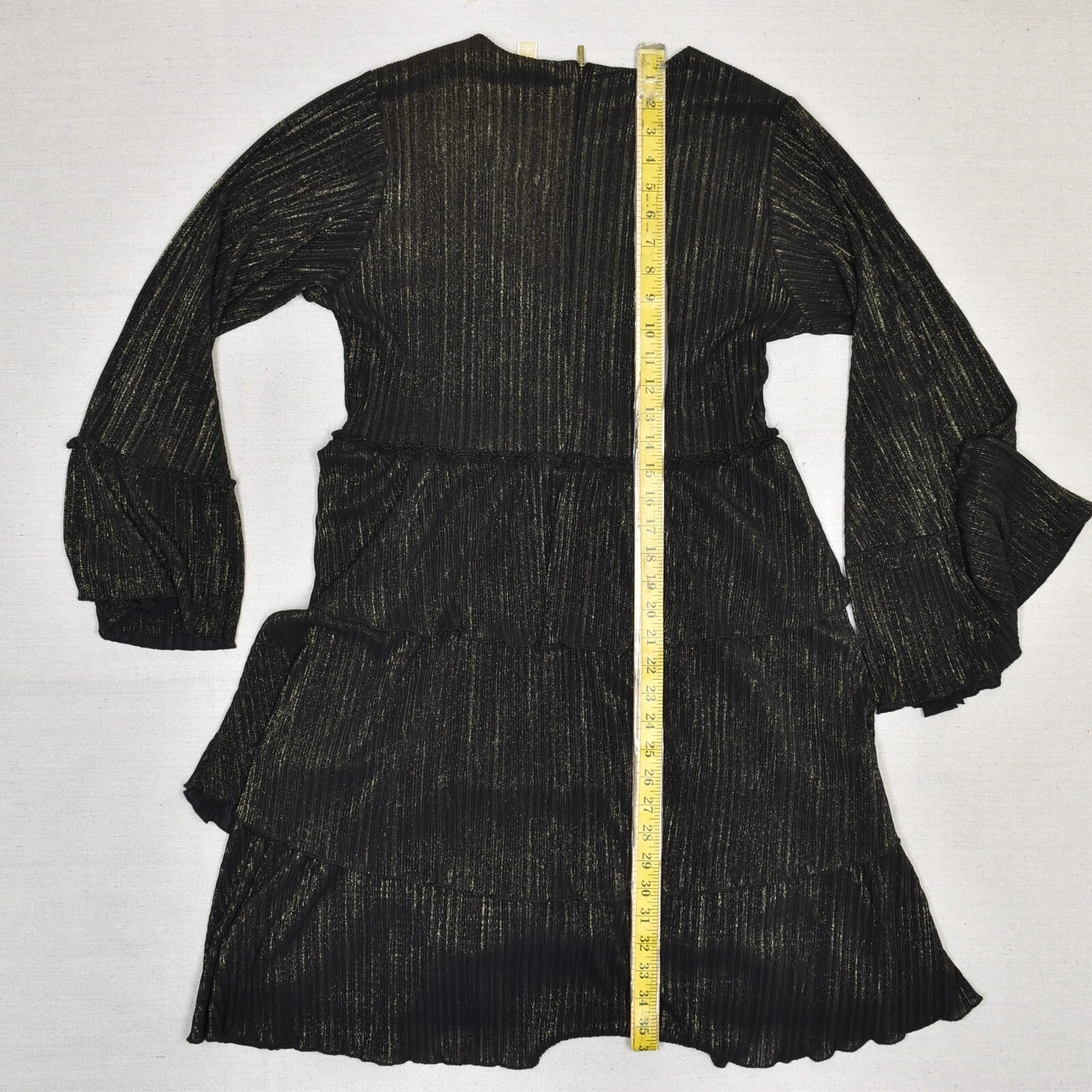 Abito donna Michael Kors aderente e svasato manica lunga poliestere multicolore scintillante L