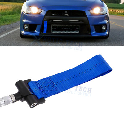 JDM Blue For Mitsubishi Lancer Evolution Evo X 08-17 Track Nylon Tow Hook Strap