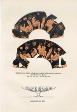 1895 ANCIENT GREECE GREEK DURIS VASE SCHOOL MUSIC LESSON Chromolithograph Print