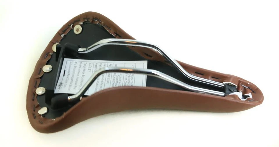 Asiento de sillín de bicicleta de montaña de carretera híbrido de cercanías urbano retro marrón remachado NUEVO Foto 4 de 4