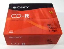 New Sony 1-48x CD-R 10 Pack Recordable CD's with Jewel Cases