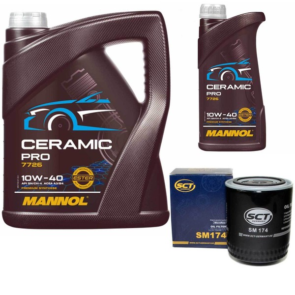 MotoröL Set Mannol 10W-40 Ceramic 6 Liter + ÖLfilter FüR Audi Skoda VW Passat-image