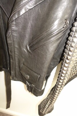 JOHN GALLIANO STUDDED LEATHER MOTORCYCLE JACKET S50 | eBay