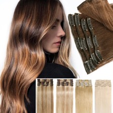 CLEARANCE Clip in Human Hair Extensions Full Head Real Remy Hair 20"22"24" Long