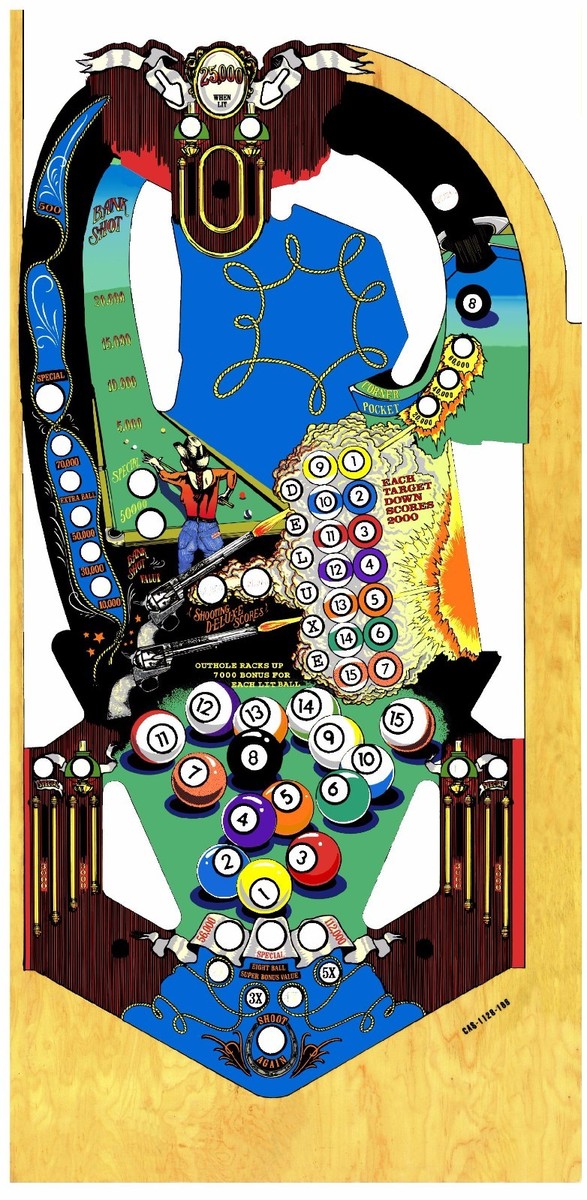 BALLY EIGHT BALL DELUXE Pinball Machine Playfield Overlay