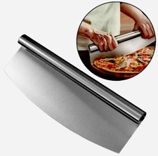 PIZZA CUTTER SLICER BLADE ROCKER PROFESSIONAL 18/10 STAINLESS STEEL KITCHEN 32cm