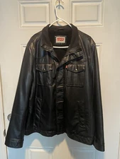 Levis Jacket Men XL Black Outdoor Fleece Lined Coat Pockets Snap Full Zip