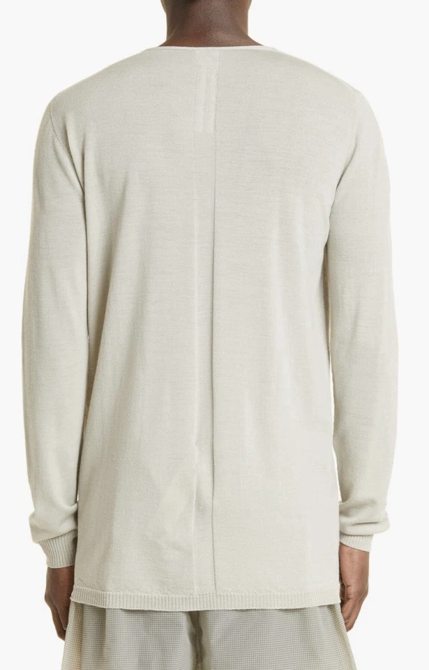 Nuevo con etiquetas Suéter Rick Owens Gran Tamaño Cuello en V Profundo 100% Lana - Talla Única - Color Perla Foto 3 de 4