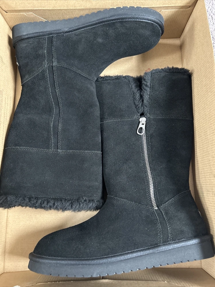 Koolaburra By UGG Aribel Tall 1114831 Womens Black Round Toe Zip Boots Sz 8
