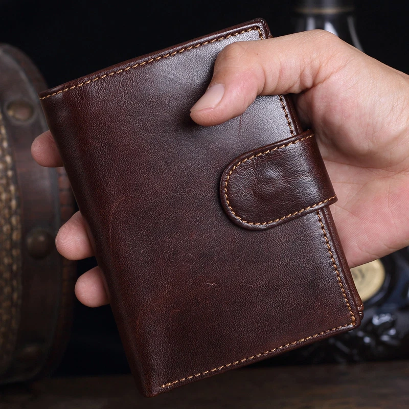 Amazon.com: Mens Casual Hasp Many card/money Solts Leather Wallet Purse  Brwon (No Tatto) : Clothing, Shoes & Jewelry