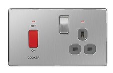 BG Nexus Brushed Steel Screwless Flatplate Switches & Sockets Satin Chrome Grey