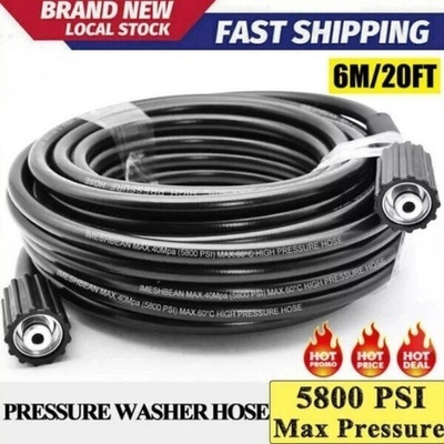 #ad High Pressure Washer Hose 6m 20ft 5800PSI M22 14mm Power Washer Extension Tube $14.55