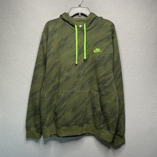 Nike Club Fleece Camo Drawstring Hoodie Adult Large Green Camouflage Sweatshirt