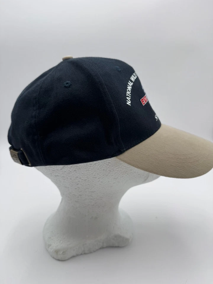 Sombrero de la Federación Nacional de Pavo Salvaje Nuevo con Etiquetas Patrocinador Para Hombre Ajustable Azul Marino Tostado Foto 4 de 4