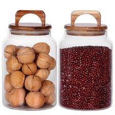 Tall Glass Canister Set with Acacia Wood Lids