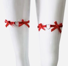 Red Bow Heart 2pc Leg Garter Set